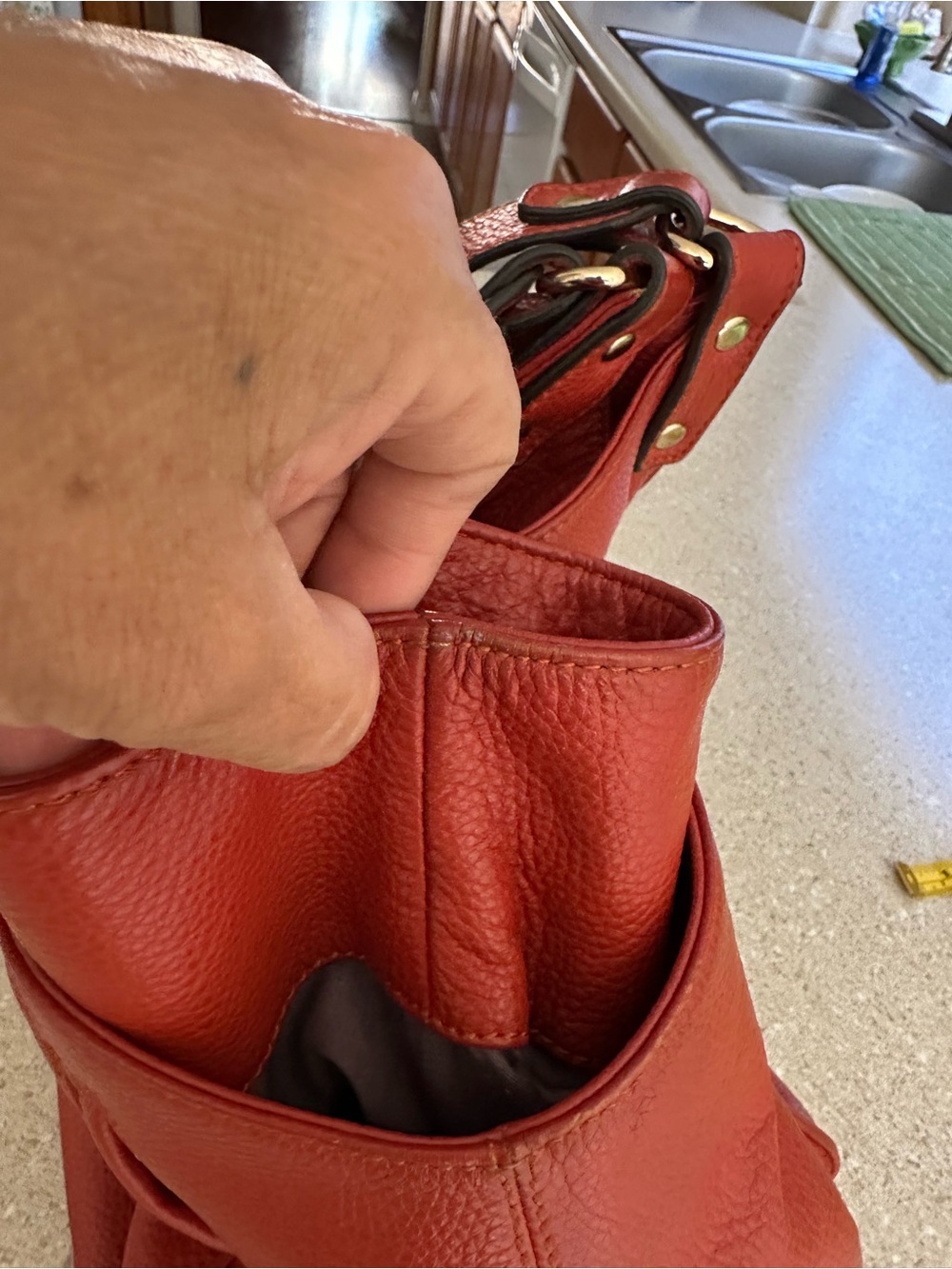 KOOBA-Beautiful Pebbled Shoulder Tote Burn Orange. - Picture 6 of 12
